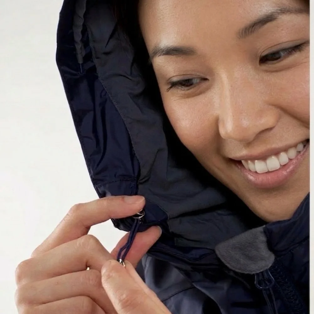 Lululemon - women’s navy No rain No Gain jacket hooded full zip up raincoat SZ 4